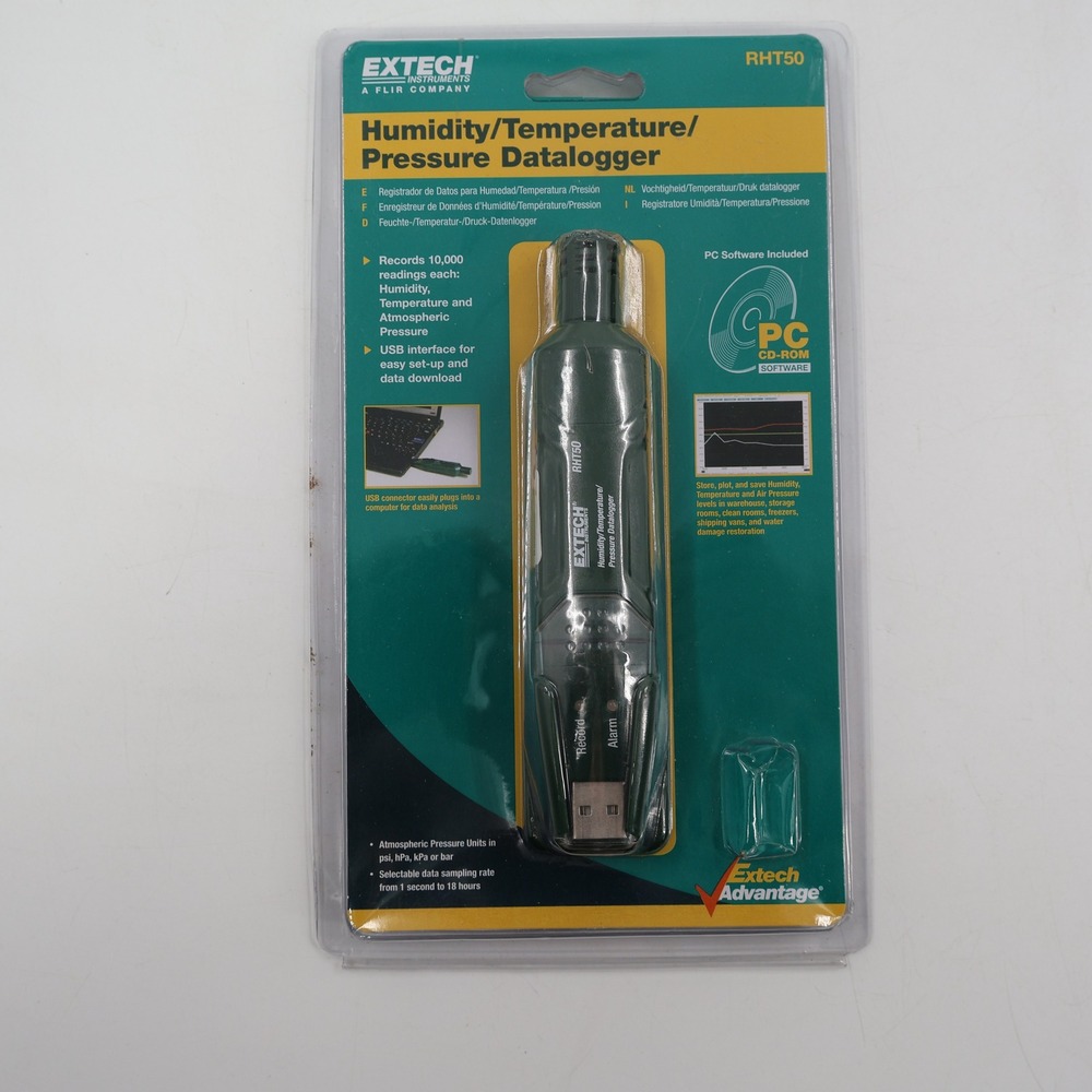 Extech RHT50 Humidity Temperature Pressure Datalogger USB PC Green New